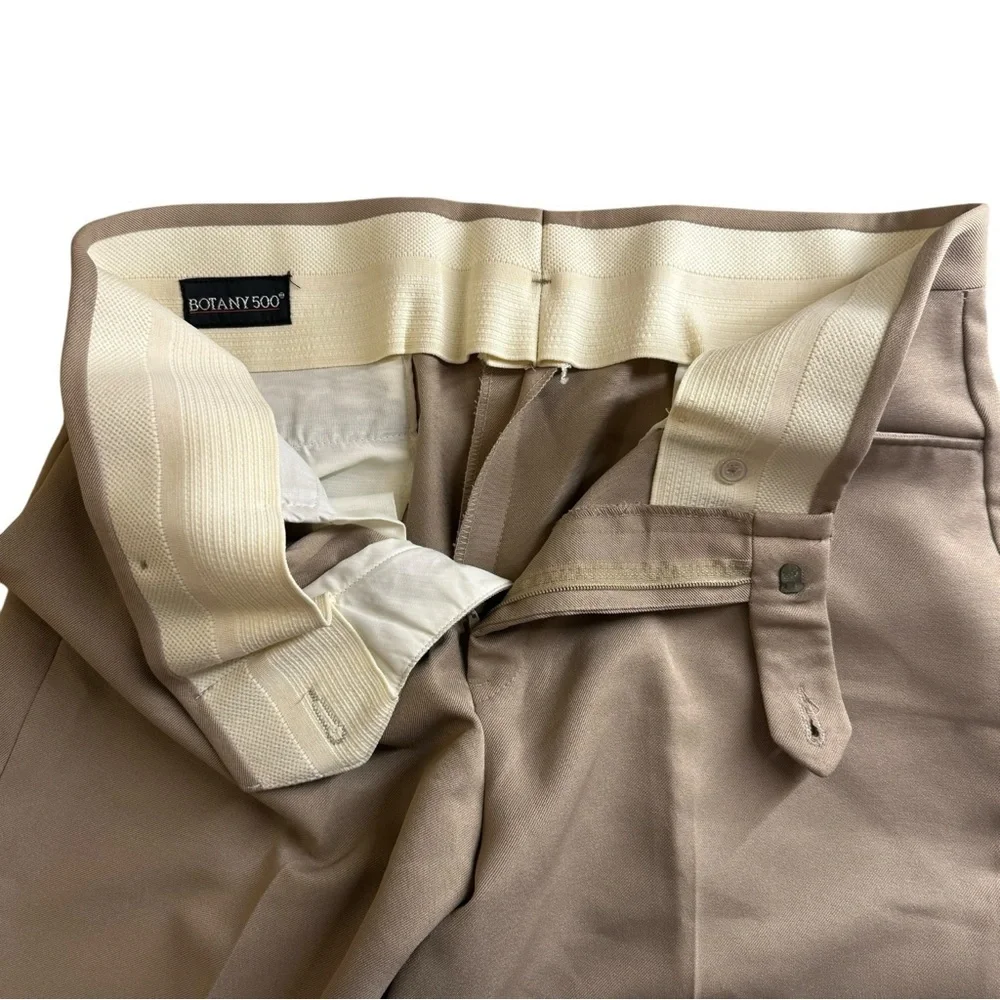 Botany 500 Men’s Dress Pants Slacks Size 36 M Tan Flat Front 4 Pocket Poly